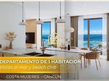 Departamento · 47m² · 1 Recámara · 1 Estacionamiento · Lujoso Departamento de 1 Habitacion con Vistas Al Mar y Beach Club en Costa Mujeres Cancun