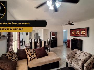 Departamento · 3 Recámaras · 1 Estacionamiento · Departamento en Renta de 3rec en Jardines del Sur 3, Cancún