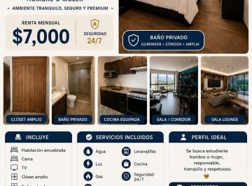 Departamento compartido de 2 habitaciones, Naucalpan de Juárez · Departamento Compartido en Cumbres Herradura