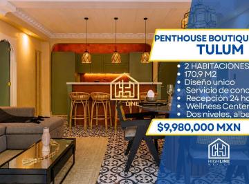Departamento · 179m² · 2 Recámaras · 1 Estacionamiento · Penthouse Boutique en Tulum a La Venta de 179 m², 2 Habitaciones y 2.5 Baños, Dos Nivles, Aldea Zama