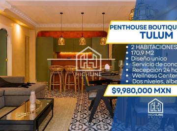 Departamento · 179m² · 2 Recámaras · 1 Estacionamiento · Penthouse Boutique en Tulum a La Venta de 179 m², 2 Habitaciones y 2.5 Baños, Dos Nivles, Aldea Zama