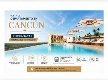 Departamento · 91m² · 2 Recámaras · 1 Estacionamiento · Venta Departarmento en Cancún 2 Recámaras con Amenidades Tipo Resort Financiamiento Sin Buró