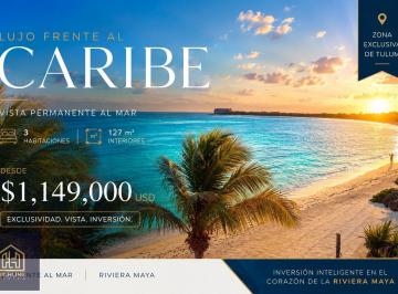 Departamento · 152m² · 3 Recámaras · 1 Estacionamiento · Departamento 3 Habitaciones en Venta Frente Al Mar en Tulum con Vista Panorámica Al Caribe