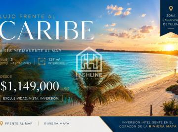 Departamento · 152m² · 3 Recámaras · 1 Estacionamiento · Departamento 3 Habitaciones en Venta Frente Al Mar en Tulum con Vista Panorámica Al Caribe