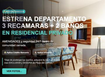 Departamento · 109m² · 3 Recámaras · 1 Estacionamiento · Departamento 3 Recamaras en Venta, Amenidades, Residencial, Playa del Carmen