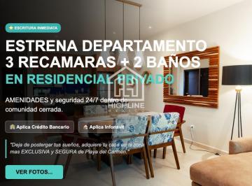 Departamento · 109m² · 3 Recámaras · 1 Estacionamiento · Departamento 3 Recamaras en Venta, Amenidades, Residencial, Playa del Carmen