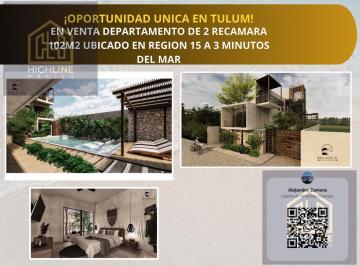 Departamento · 102m² · 2 Recámaras · 1 Estacionamiento · Departamento de 2 Recamaras en Venta Ubicado en Tulum Region 15