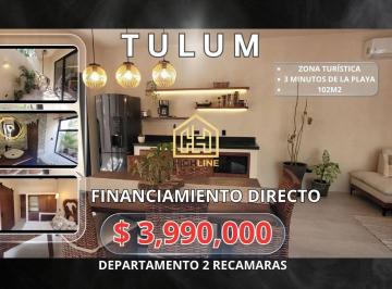 Departamento · 102m² · 2 Recámaras · 1 Estacionamiento · Departamento de 2 Recamaras en Venta Ubicado en Tulum Region 15