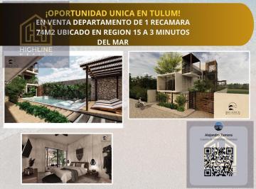 Departamento · 73m² · 1 Recámara · 1 Estacionamiento · Departamento en Venta Ubicado en Tulum a 3 Minutos del Mar