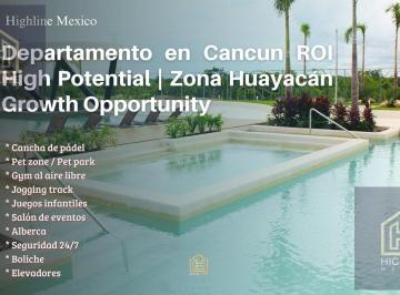 Departamento · 88m² · 2 Recámaras · 1 Estacionamiento · Departamento en Cancun Roi High Potential | Zona Huayacán Growth Opportunity | Cancha de Paddle.