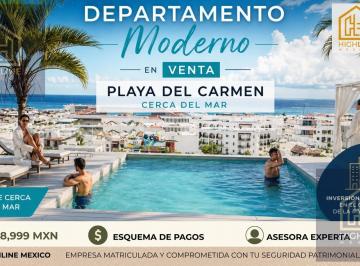 Departamento · 58m² · 2 Recámaras · 1 Estacionamiento · Departamento en Playa del Carmen en Venta 2 Habitaciones con Terraza con Vista Al Mar 3 Min de Playa