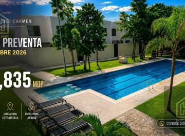 Casa · 166m² · 3 Recámaras · 2 Estacionamientos · Casa en Preventa – Playa del Carmen – 3 Habitaciones – Alberca y Gimnasio