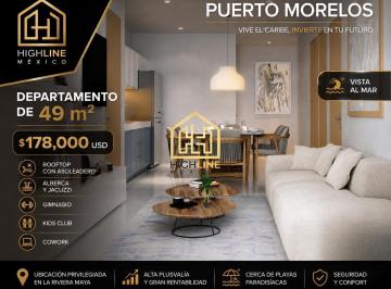 Departamento · 49m² · 1 Recámara · 1 Estacionamiento · Departamento en Venta en Puerto Morelos | 1 Habitación Rooftop