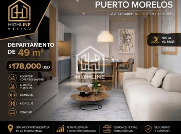 Departamento · 49m² · 1 Recámara · 1 Estacionamiento · Departamento en Venta en Puerto Morelos | 1 Habitación Rooftop