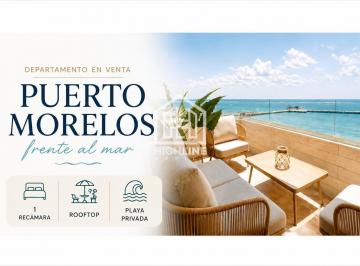 Departamento · 89m² · 2 Recámaras · 1 Estacionamiento · Departamento en Venta Puerto Morelos Frente Al Mar 2 Recámaras Rooftop y Playa Privada