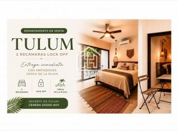 Departamento · 104m² · 2 Recámaras · 1 Estacionamiento · Departamento en Venta Tulum 2 Recámaras Lock Off Entrega Inmediata con Amenidades Cerca de La Playa