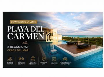 Departamento · 48m² · 2 Recámaras · 1 Estacionamiento · Departamento en Venta Playa del Carmen 2 Recámaras Cerca del Mar con Alberca Roof y Gimnasio