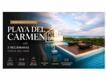 Departamento · 48m² · 2 Recámaras · 1 Estacionamiento · Departamento en Venta Playa del Carmen 2 Recámaras Cerca del Mar con Alberca Roof y Gimnasio