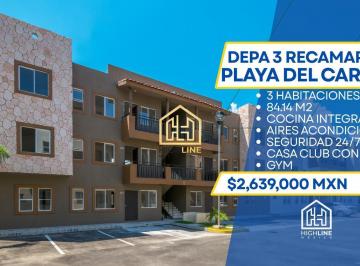 Departamento · 84m² · 3 Recámaras · 2 Estacionamientos · Departamento Barato en Venta en Playa del Carmen, 10 Min de La Playa, Condominio, Equipada, Segurida