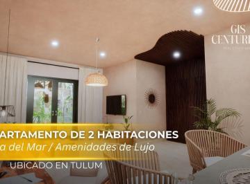 Departamento · 91m² · 2 Recámaras · 1 Estacionamiento · Departamento de 2 Habitaciones en Venta en Tulum a Poca Distancia de La Playa | Cowork y Alberca