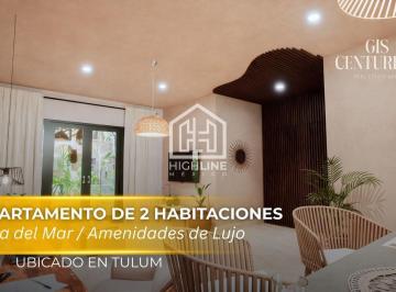 Departamento · 91m² · 2 Recámaras · 1 Estacionamiento · Departamento de 2 Habitaciones en Venta en Tulum a Poca Distancia de La Playa | Cowork y Alberca