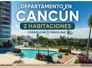Departamento · 80m² · Departamento en Venta en Cancún 2 Habitaciones con Boliche y Snack Bar Av Huayacan Spa Gym