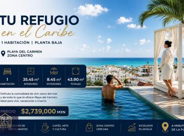 Departamento · 44m² · 1 Recámara · Departamento 1 Habitación en Venta en Playa del Carmen Planta Baja Excelente Ubicación