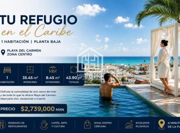 Departamento · 44m² · 1 Recámara · Departamento 1 Habitación en Venta en Playa del Carmen Planta Baja Excelente Ubicación