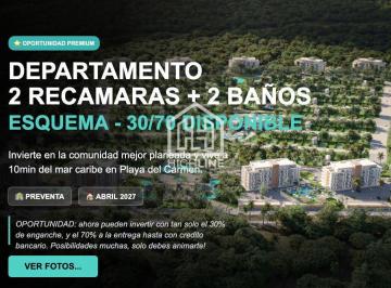 Departamento · 90m² · 2 Recámaras · 1 Estacionamiento · Departammento 2 Recamaras, 2 Baños, Residencial, Playa del Carmen, 30/70