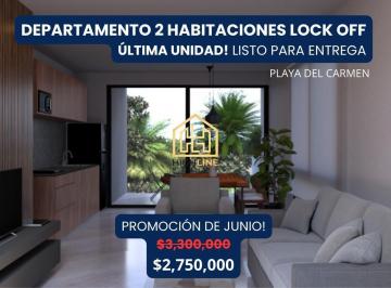 Departamento · 94m² · 2 Recámaras · 6 Estacionamientos · Departamento en Playa del Carmen, 2 Habitaciones, 3 Terrazas, con Alberca, Venta