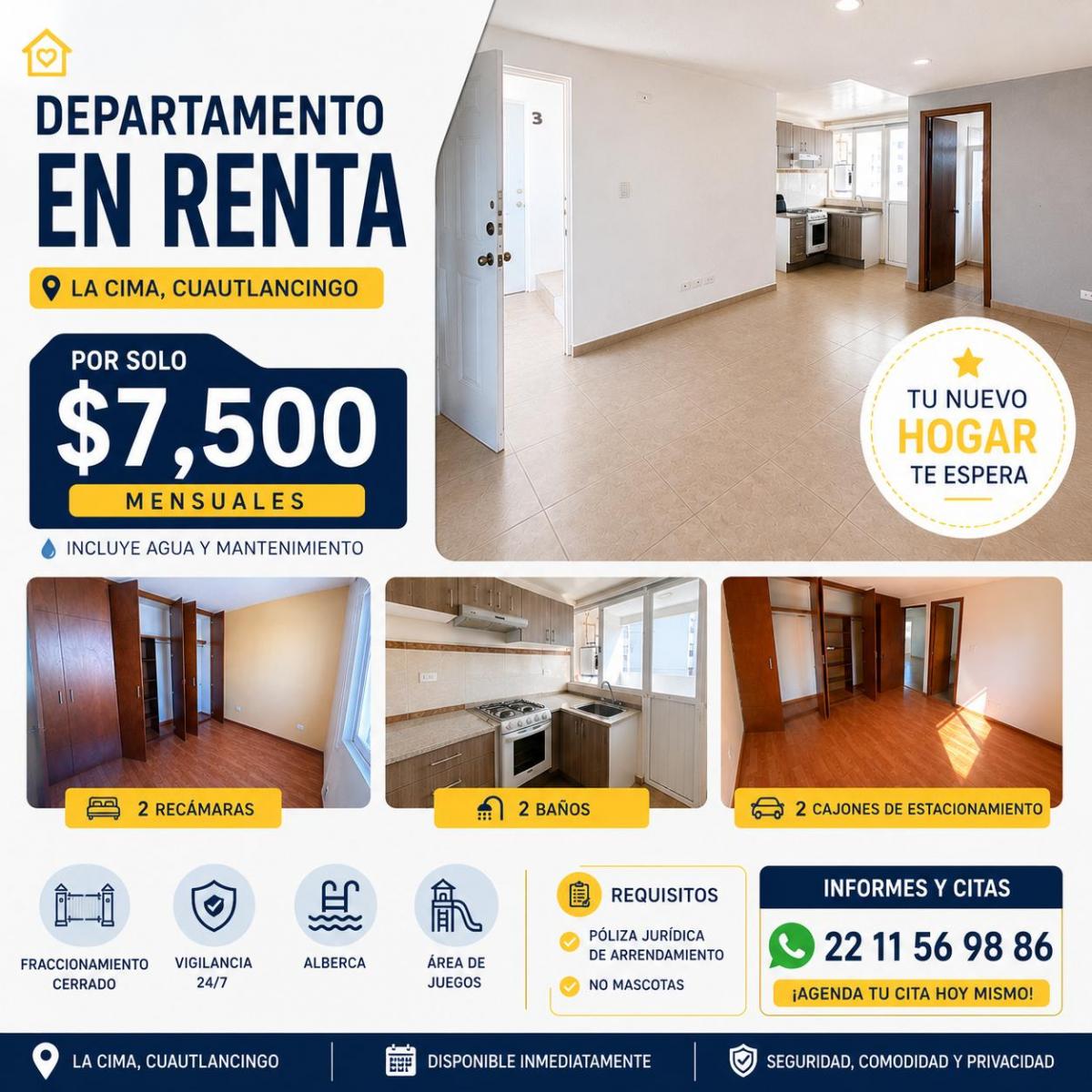 Departamento en Renta Cuautlancingo