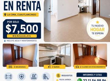 Departamento de 2 habitaciones, Puebla · Departamento en Renta Cuautlancingo