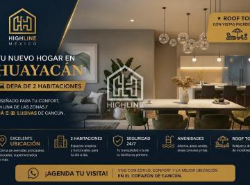 Departamento · 111m² · 2 Recámaras · 2 Estacionamientos · Departamento en Venta en Cancún Zona Huayacan de 2 Habitaciones con Alberca y Roof Top