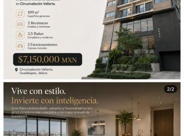 Departamento de 2 habitaciones, Guadalajara · Depa en Venta en Torre Prava - Circunvalación Vallarta