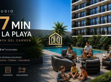 Departamento · 25m² · 1 Recámara · 1 Estacionamiento · Departamento Tipo Estudio en Playa del Carmen| a 7 Min de La Playa| Alberca | Elevador