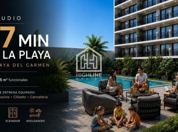 Departamento · 25m² · 1 Recámara · 1 Estacionamiento · Departamento Tipo Estudio en Playa del Carmen| a 7 Min de La Playa| Alberca | Elevador