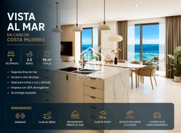 Departamento · 96m² · 2 Recámaras · 1 Estacionamiento · Departamento 2 Recámaras | Costa Mujeres | Vista Al Mar | Club de Playa Privado