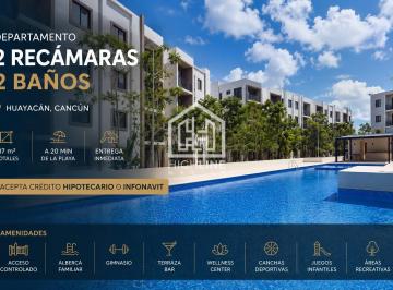 Departamento · 87m² · 2 Recámaras · 2 Estacionamientos · Departamento 2 Recámaras en Cancún - Huayacan | Entrega Inmediata | con Alberca y Gimnasio
