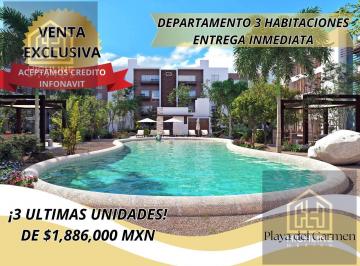 Departamento · 81m² · 3 Recámaras · 1 Estacionamiento · Departamento 3 Recamaras en Playa del Carmen Entrega Inmediata