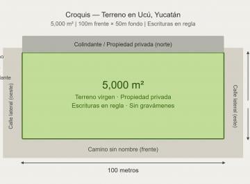 Terreno comercial , Ucú · Terreno 5,000 m² | 100 m de Frente | Ucú, Yucatán | Escrituras en Regla