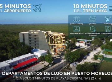 Departamento · 56m² · Departamento en Venta, Ubicación Inmejorable en Puerto Morelos. Cuenta con Recámara y Amenidades Top