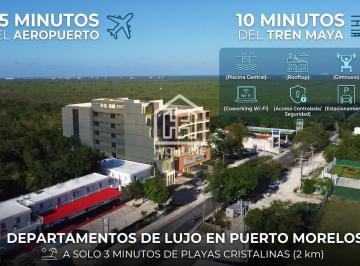 Departamento · 56m² · Departamento en Venta, Ubicación Inmejorable en Puerto Morelos. Cuenta con Recámara y Amenidades Top