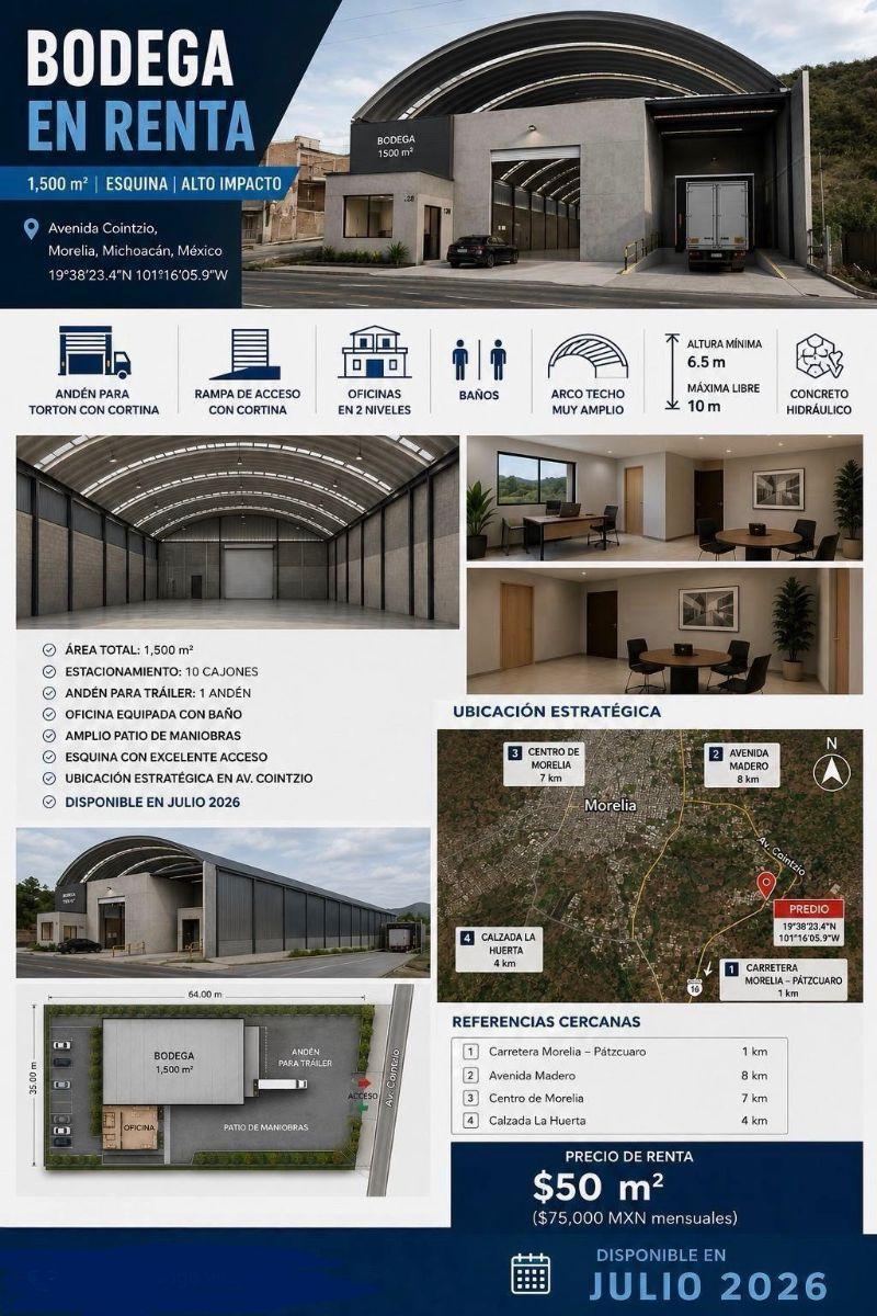 Warehouse for Rent, New Cointzio Avenue
