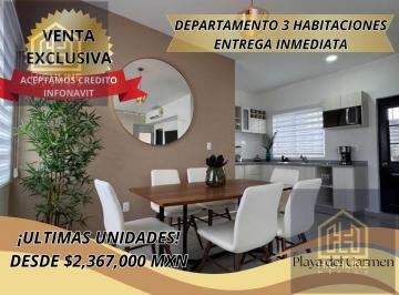 Departamento · 84m² · 3 Recámaras · 2 Estacionamientos · Departamento en Venta 3 Habitaciones en Playa del Carmen