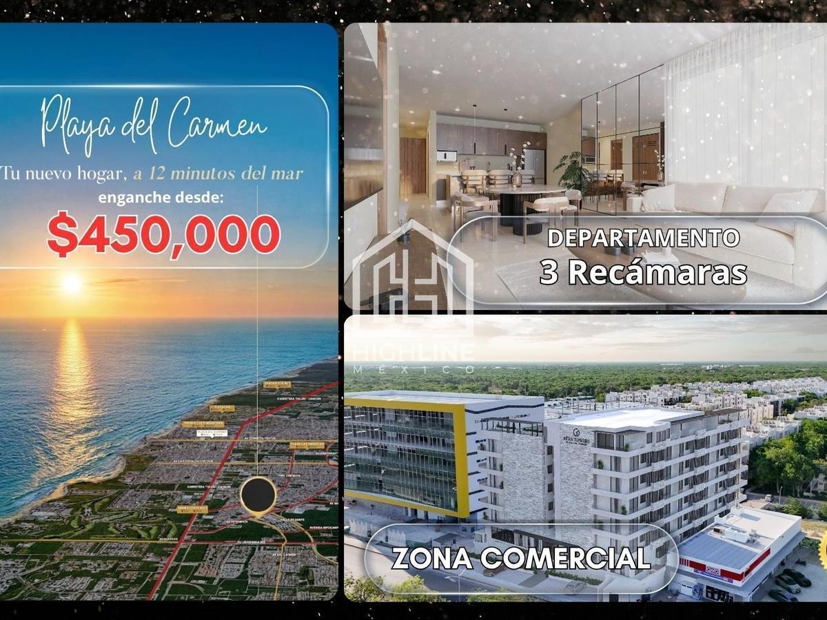 Departamento de 3 Recamaras en Playa del Carmen a Minutos del Mar