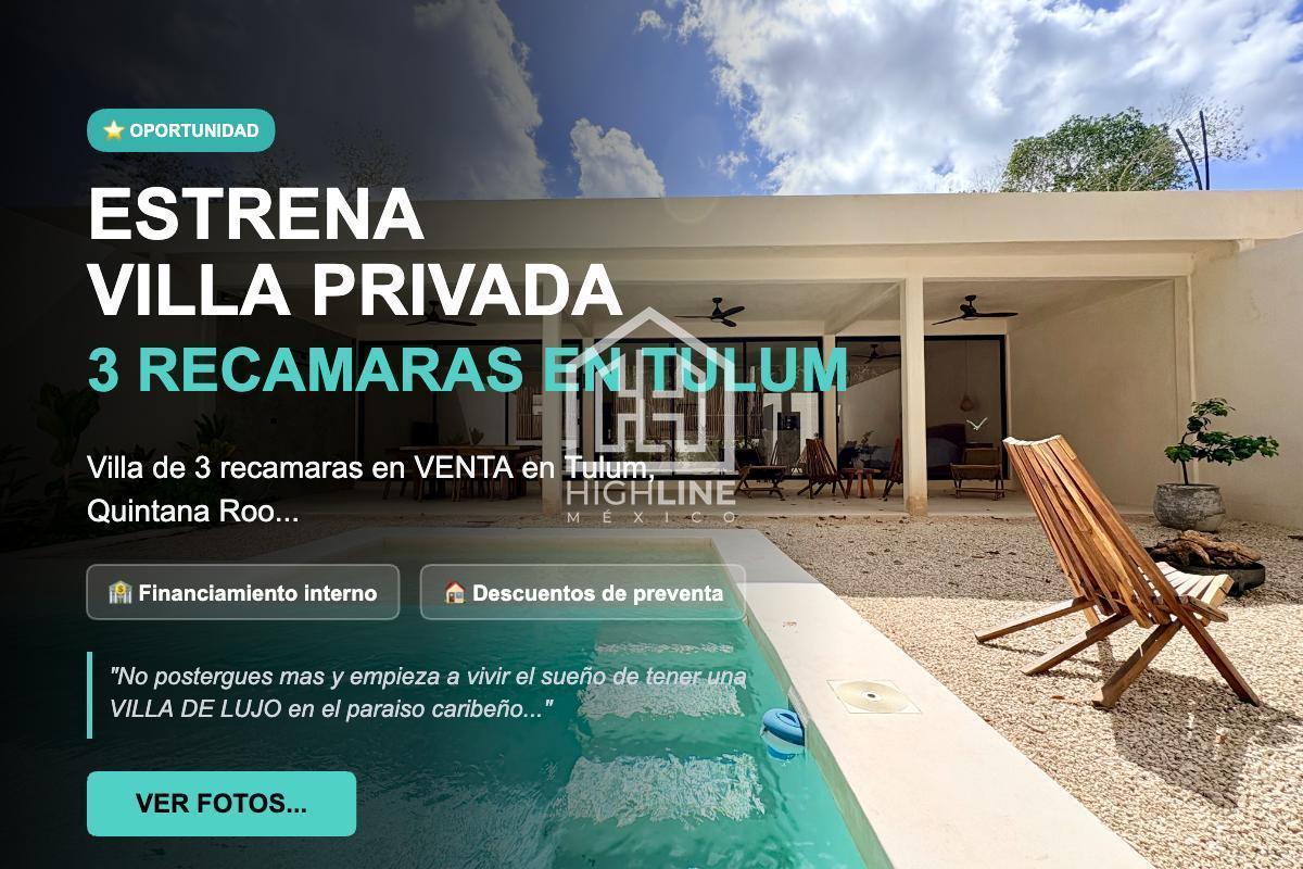 Villa en Tulum de 3 Recamaras en Venta, a 15 Min del Mar, Amenidades