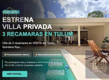 Villa · 239m² · 3 Recámaras · 1 Estacionamiento · Villa en Tulum de 3 Recamaras en Venta, a 15 Min del Mar, Amenidades