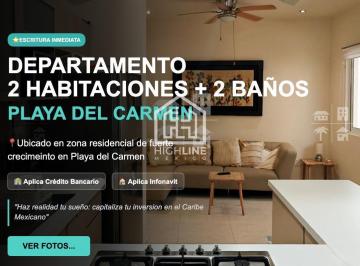Departamento · 86m² · 2 Recámaras · Departamento 2 Recamaras en Venta, Entrega Inmediata, Credito Bancario, Infonavit, Playa del Carmen