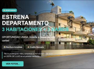 Departamento · 113m² · 3 Recámaras · 1 Estacionamiento · Departamento de 3 Recamaras en Venta, con Muebles, a Paso del Mar, Playa del Carmen