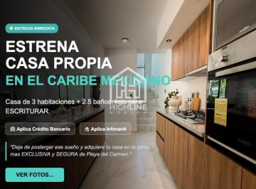 Casa · 130m² · 3 Recámaras · 2 Estacionamientos · Casa en Venta, 3 Recamaras, 2.5 Baños, 2 Niveles, Amenidades, Playa del Carmen, Infonavit